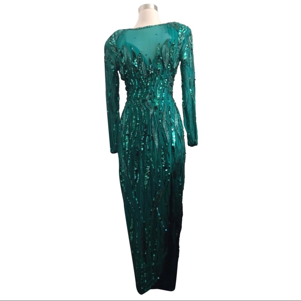 Eletra Casadei Vintage 100% Beaded Teal Gown